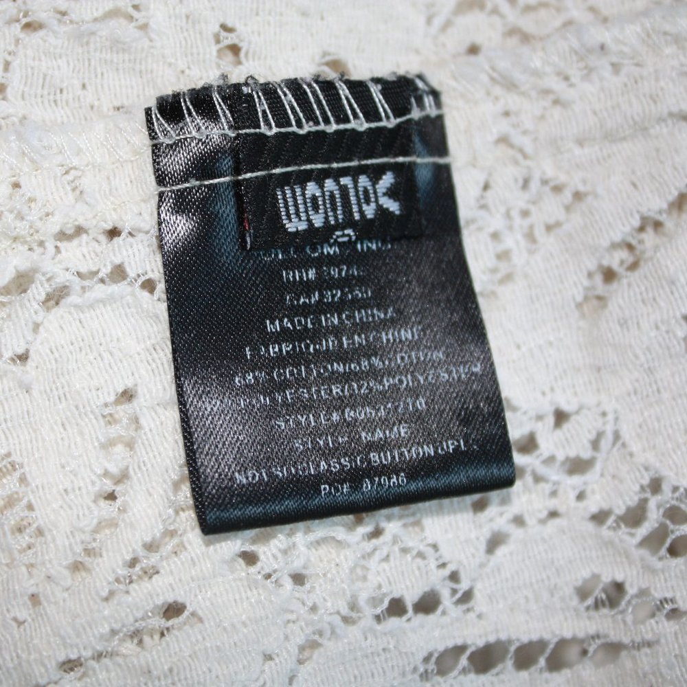 Volcom Cream Lace Button Up Blouse Size S - image 7